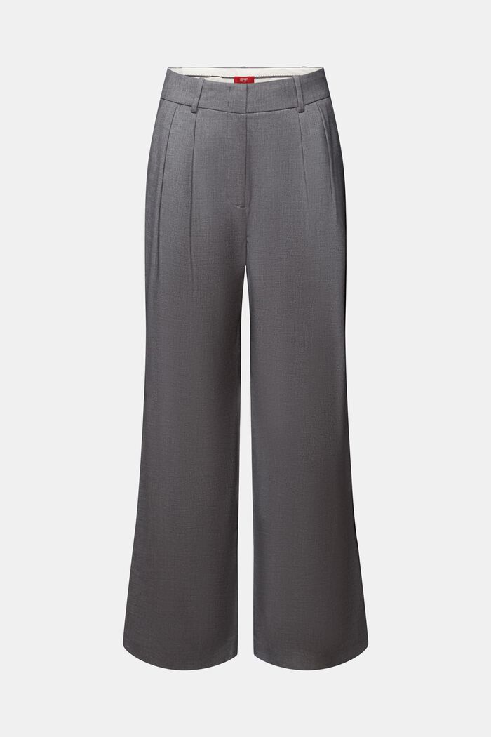 High-Rise Wide Leg Pleated Trousers, MEDIUM GREY, detail image number 6