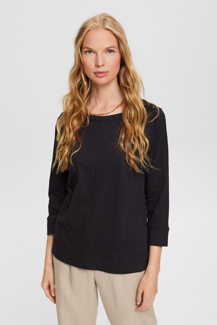 Long sleeve top with buttons, BLACK, detail image number 1