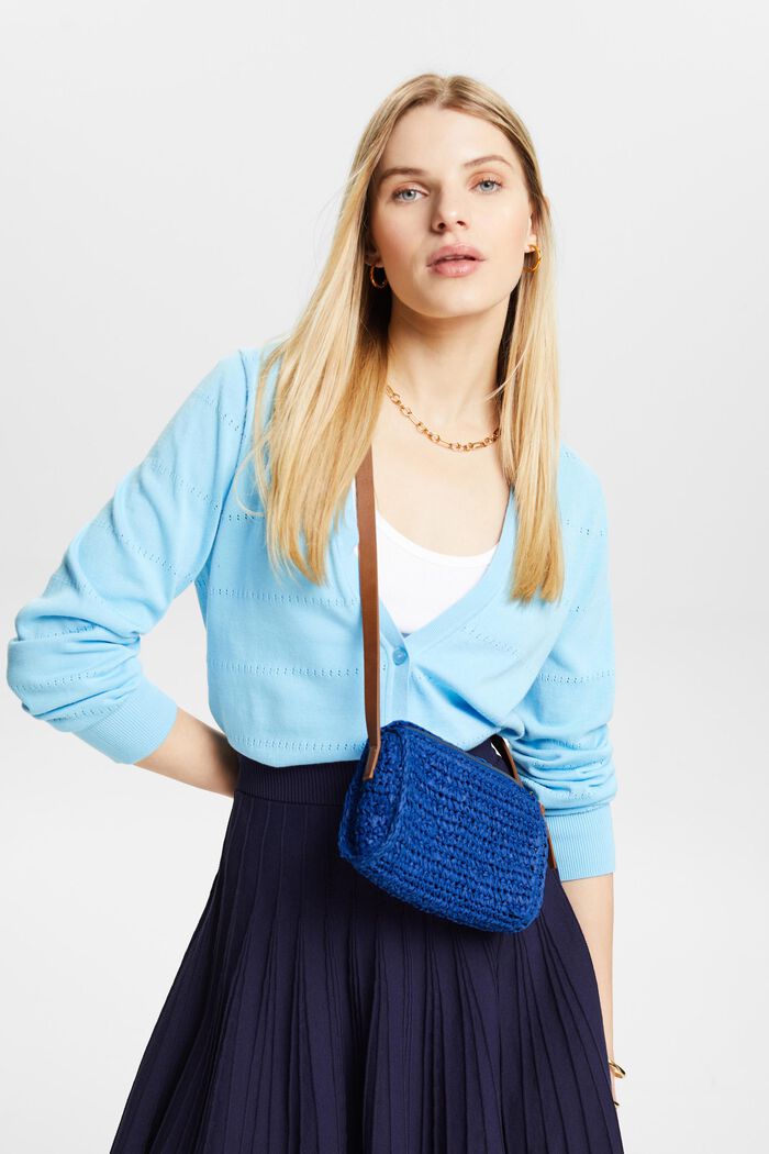 Crochet Shoulder Bag, BRIGHT BLUE, detail image number 4
