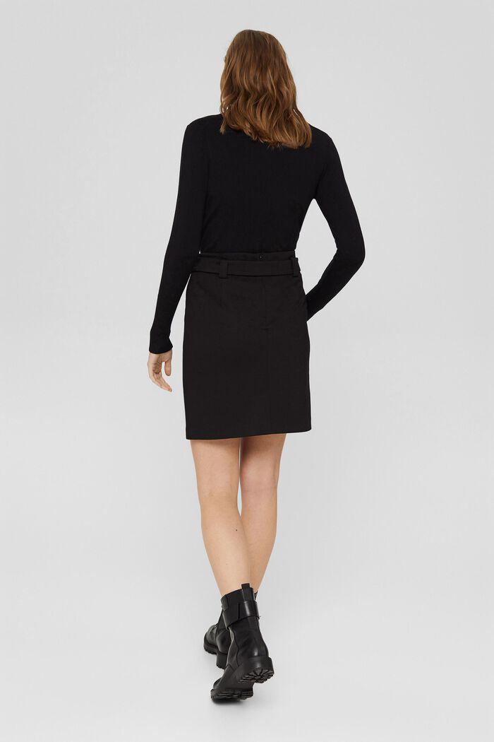 Punto jersey mini skirt with a belt, BLACK, detail image number 3