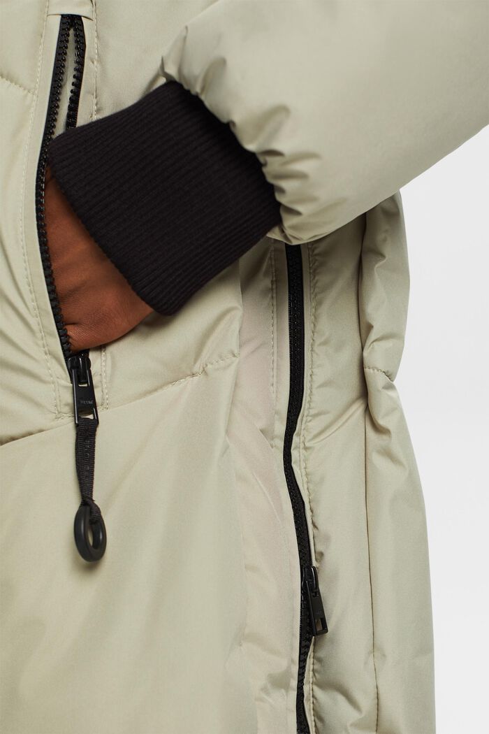 Hooded Quilted Puffer Coat, DUSTY GREEN, detail image number 2
