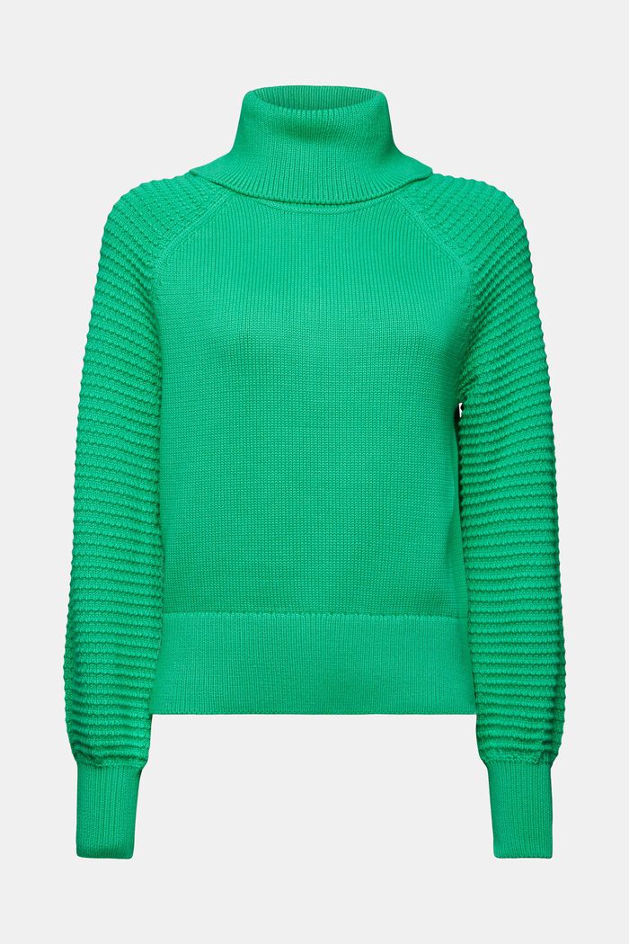 Cotton Turtleneck Sweater, GREEN, detail image number 6