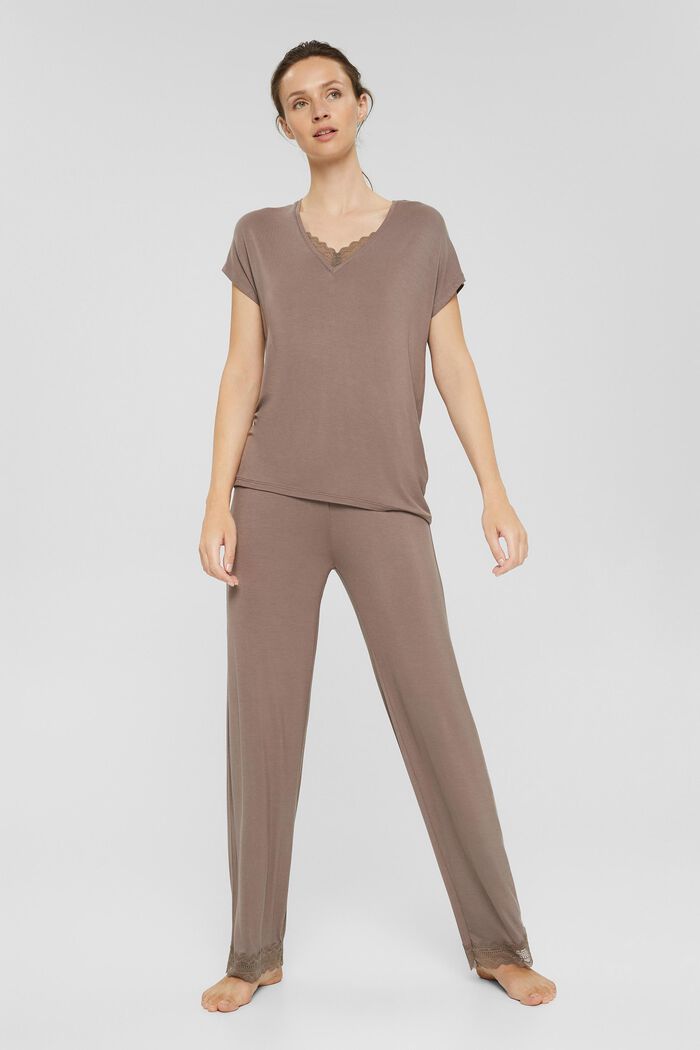 Jersey pyjamas in LENZING™ ECOVERO™, TAUPE, detail image number 0