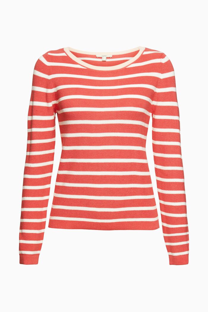 Striped jumper with colour accents, CORAL, detail image number 7