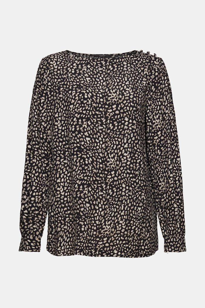 Printed blouse, LENZING™ ECOVERO™, BLACK, detail image number 2