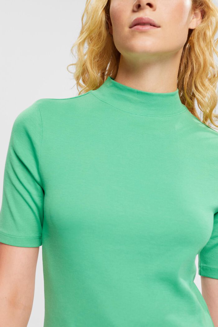 Stand-up collar t-shirt, GREEN, detail image number 4