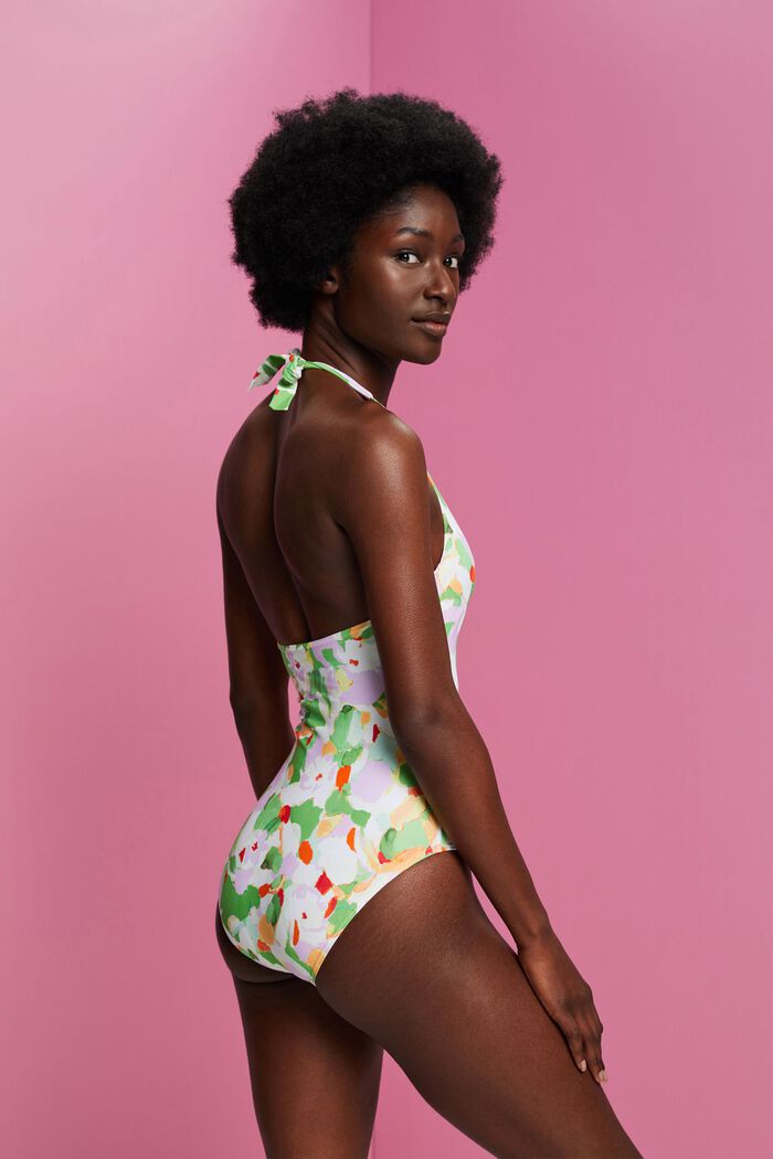 Recycled: patterned wired swimsuit, GREEN, detail image number 2