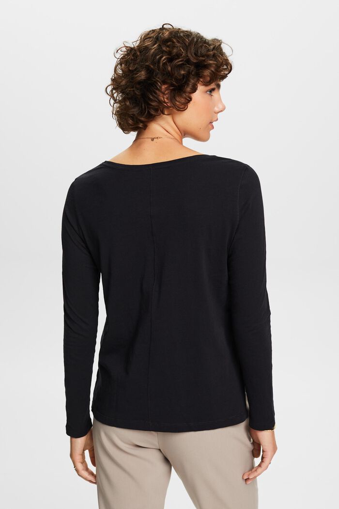Jersey long sleeve top, 100% cotton, BLACK, detail image number 3