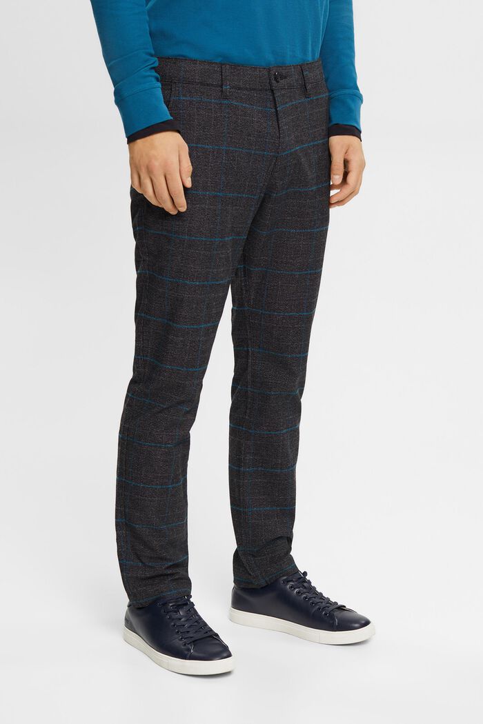 Checked slim fit trousers, ANTHRACITE, detail image number 0