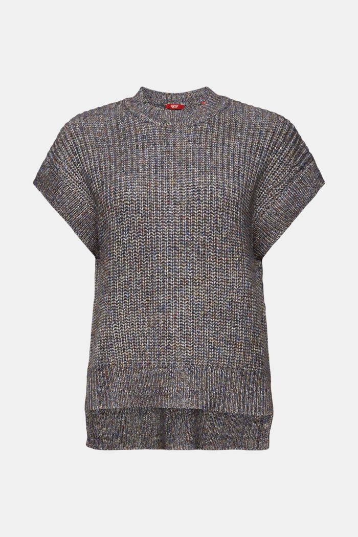 Sleeveless Rib-Knit Sweater, DARK GREY, detail image number 6