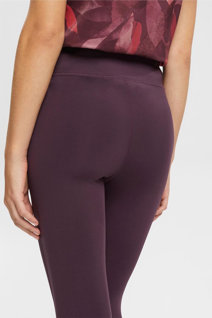 Recycled: Active leggings with E-DRY, AUBERGINE, detail image number 0