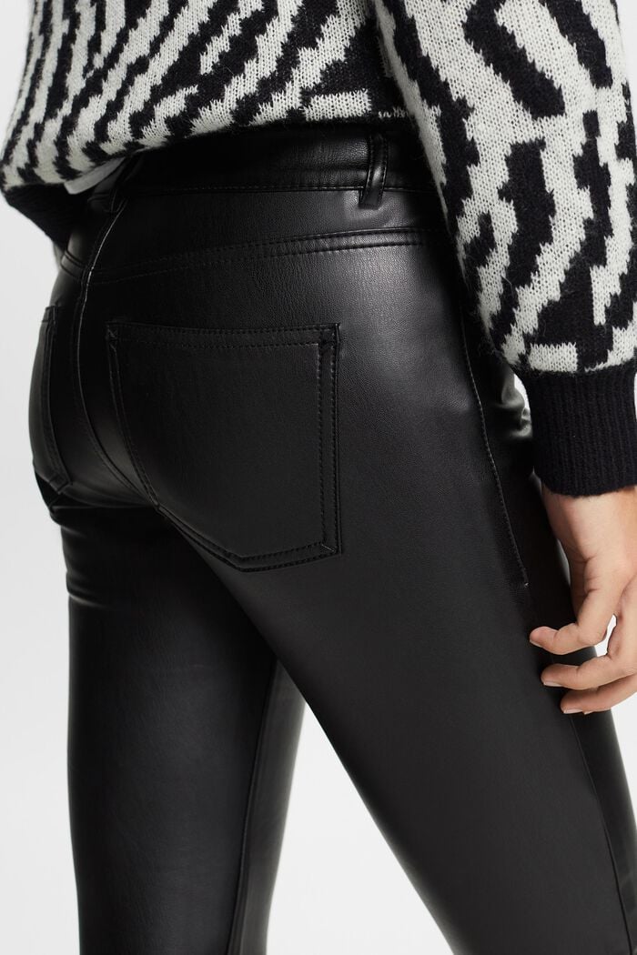 Kick flare faux leather trousers, BLACK, detail image number 1