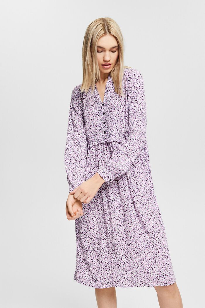 Shirt dress with a print, LENZING™ ECOVERO™, LILAC, detail image number 0