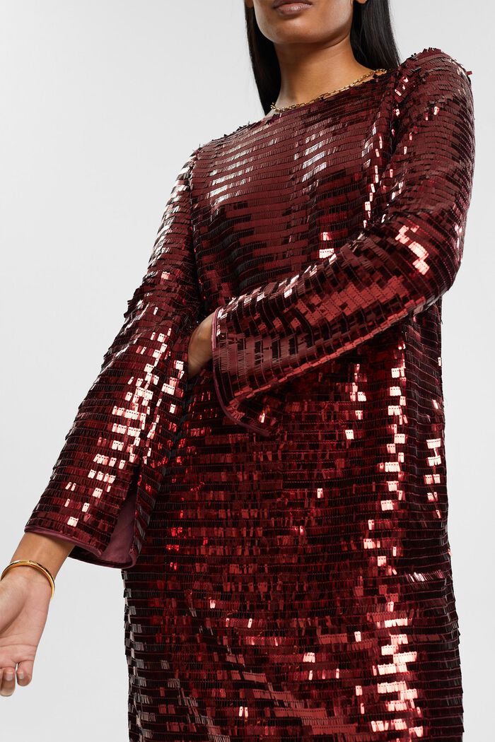 Dress with sequins, BORDEAUX RED, detail image number 2