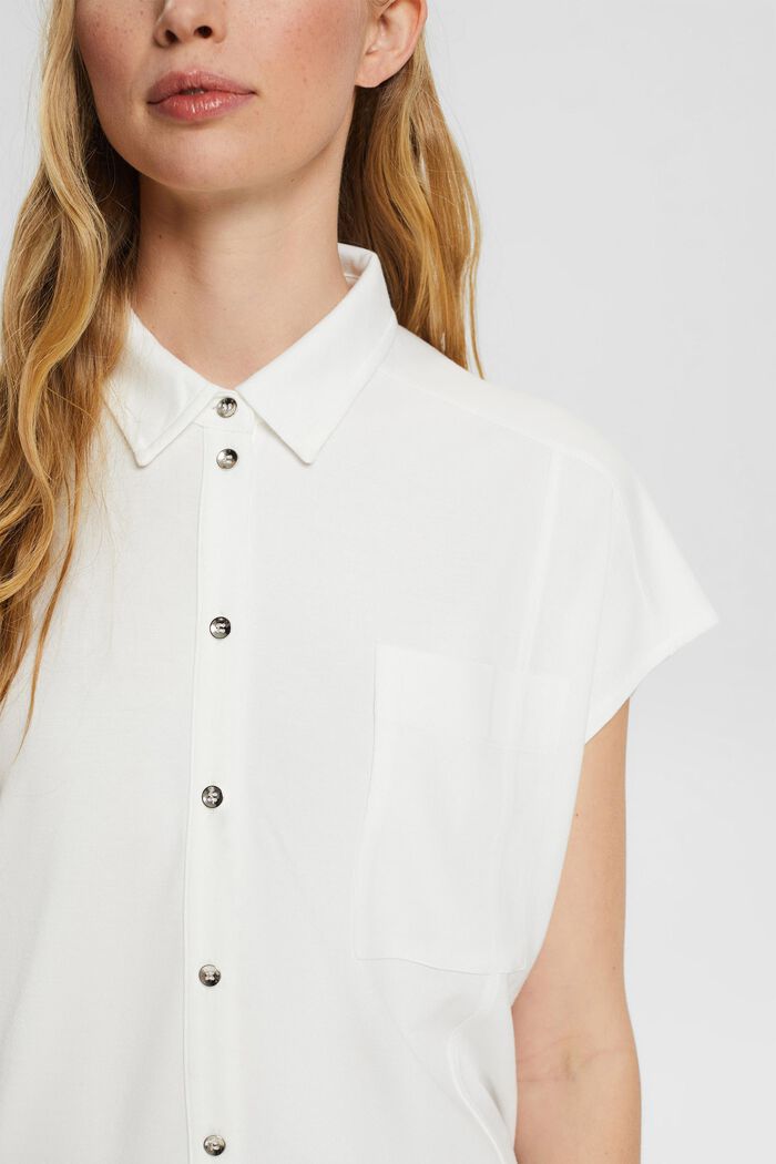 Polo shirt with a button placket, LENZING™ ECOVERO™, OFF WHITE, detail image number 3