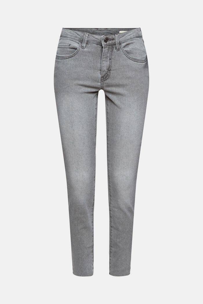 Stretch jeans with distressed effects, GREY LIGHT WASHED, detail image number 7