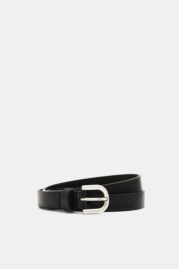 Narrow leather belt, BLACK, detail image number 0
