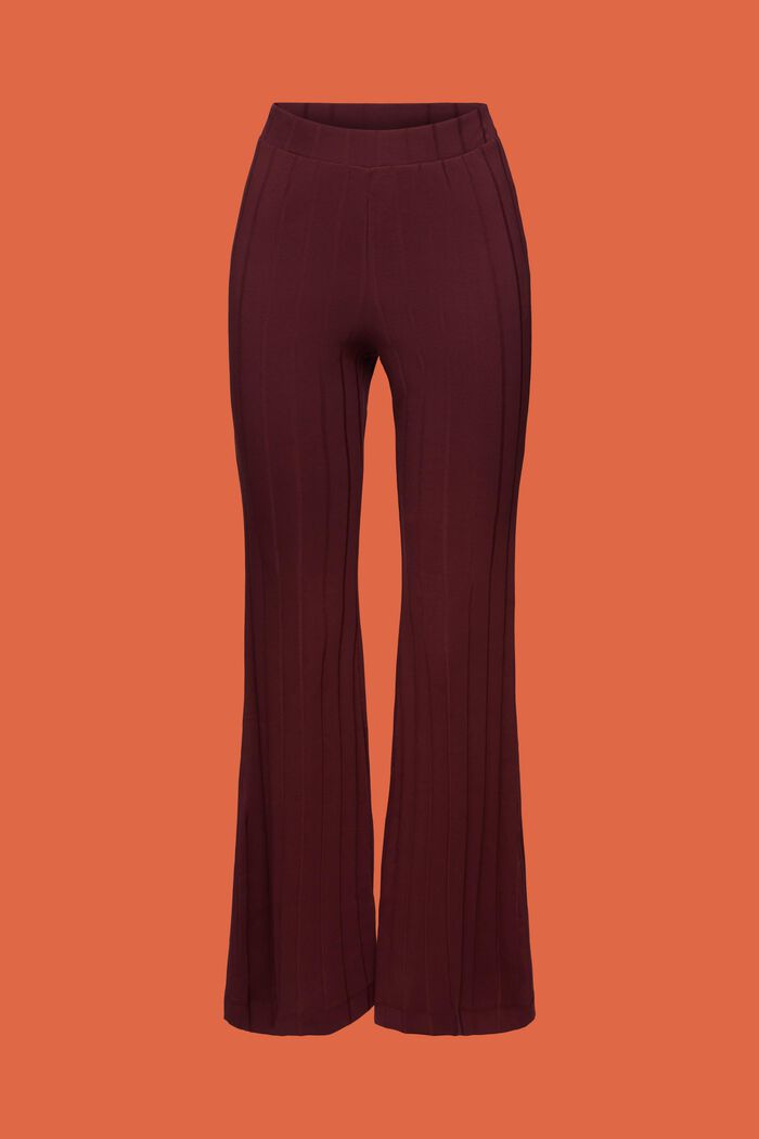 Ribbed Jersey Flared Pants, BORDEAUX RED, detail image number 6