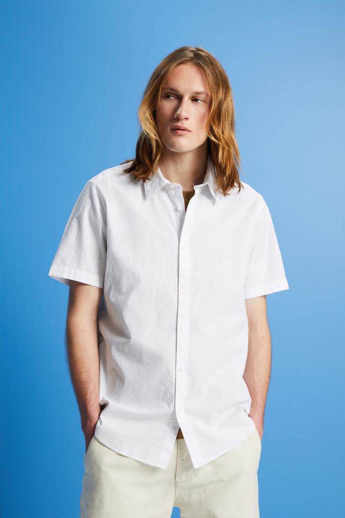 Textured slim fit shirt, WHITE, detail image number 0