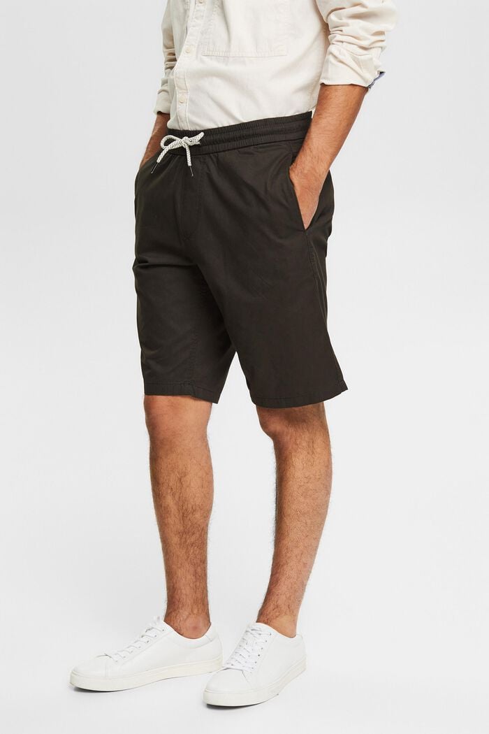 Shorts with an elasticated waistband, 100% cotton, ANTHRACITE, detail image number 0