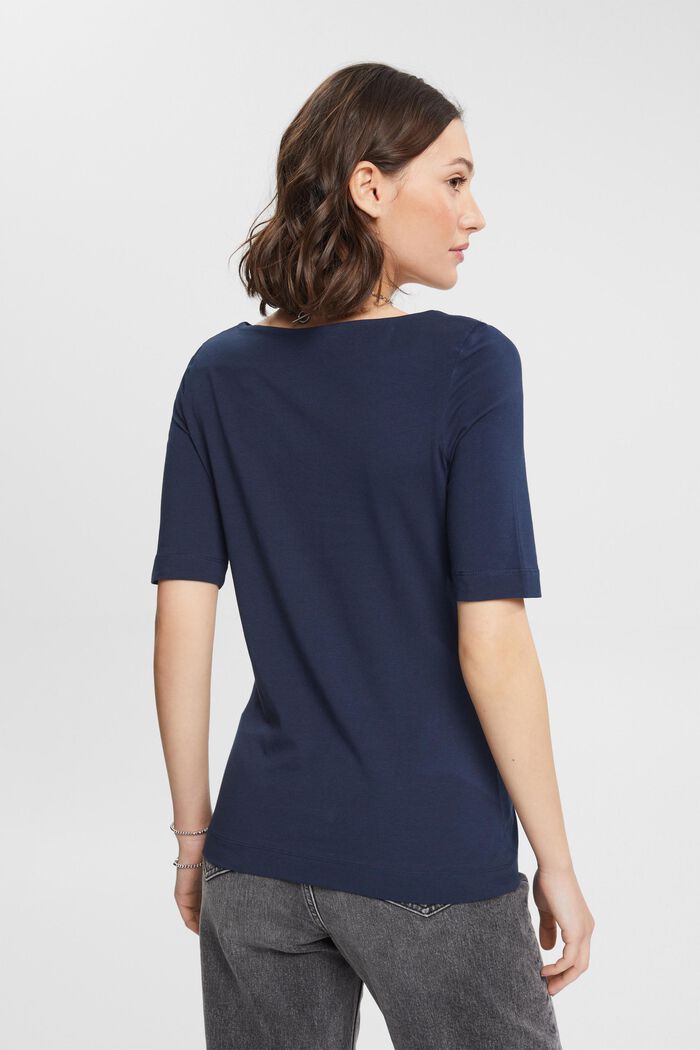 T-shirt with boat neckline, NAVY, detail image number 3
