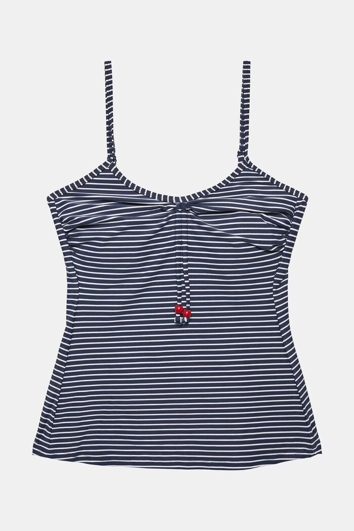 Recycled: Tankini top with stripes, NAVY, detail image number 0