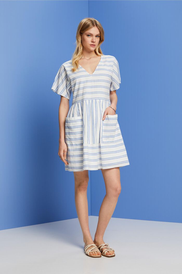 Striped mini dress, 100% cotton, OFF WHITE, detail image number 4