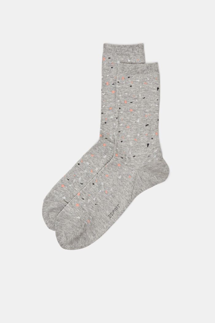 Printed Knit Socks, LIGHT GREY, detail image number 0