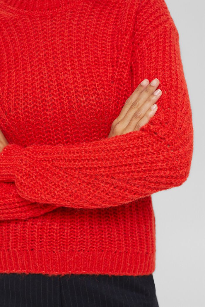 With alpaca: jumper with knitted pattern, ORANGE RED, detail image number 2