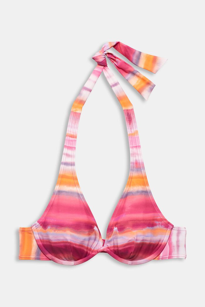 Recycled: halterneck top with a print, PINK FUCHSIA, overview