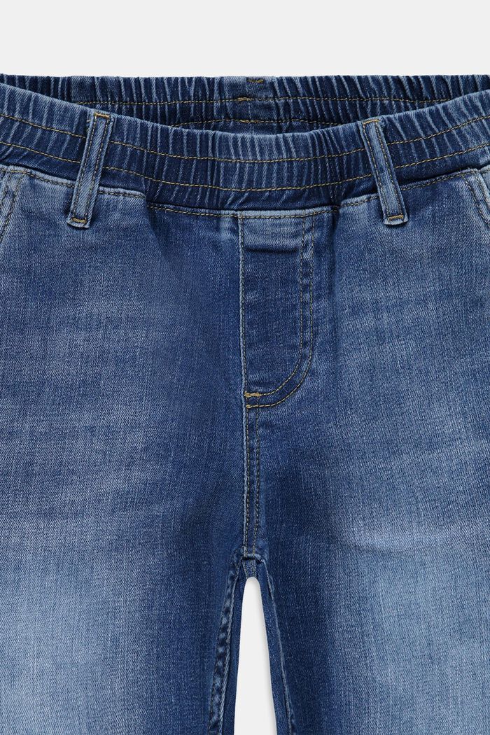 Cotton denim shorts with an elasticated waistband, BLUE MEDIUM WASHED, detail image number 2