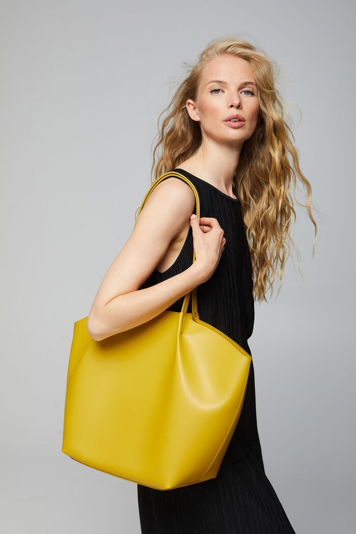 Faux leather shopper, DUSTY YELLOW, detail image number 3