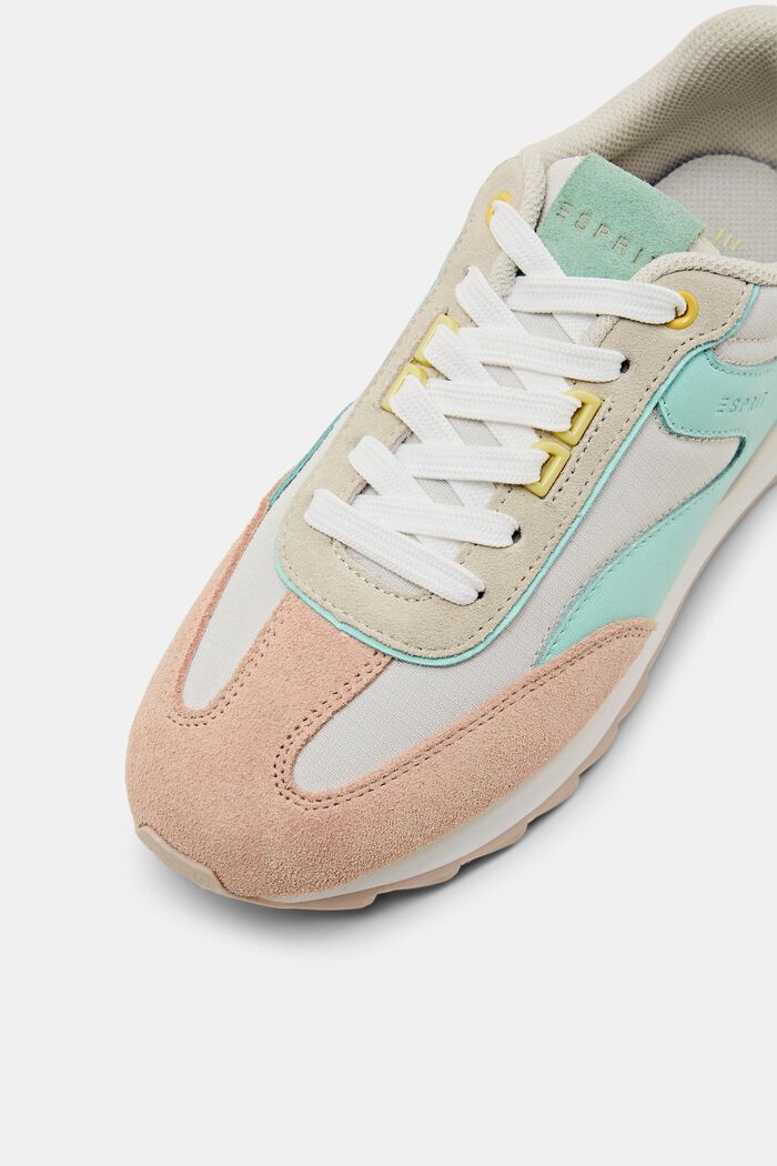 Multi-coloured trainers with real leather, LIGHT AQUA GREEN, detail image number 3