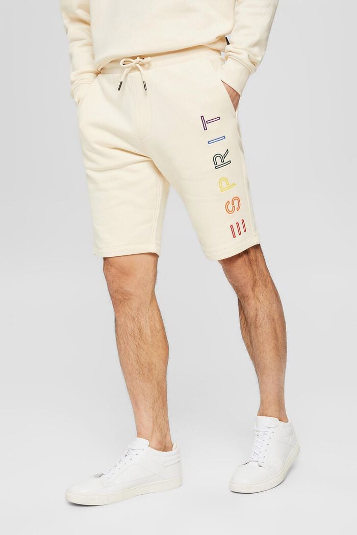 Blended cotton sweat shorts, CREAM BEIGE, detail image number 0