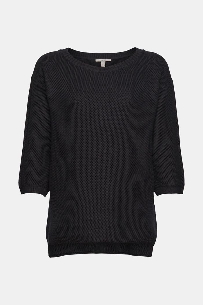 Basic jumper in 100% cotton, BLACK, detail image number 6
