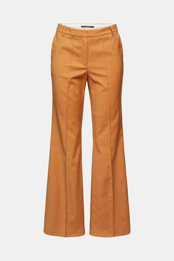 Wool blend: flared trousers, CARAMEL, overview