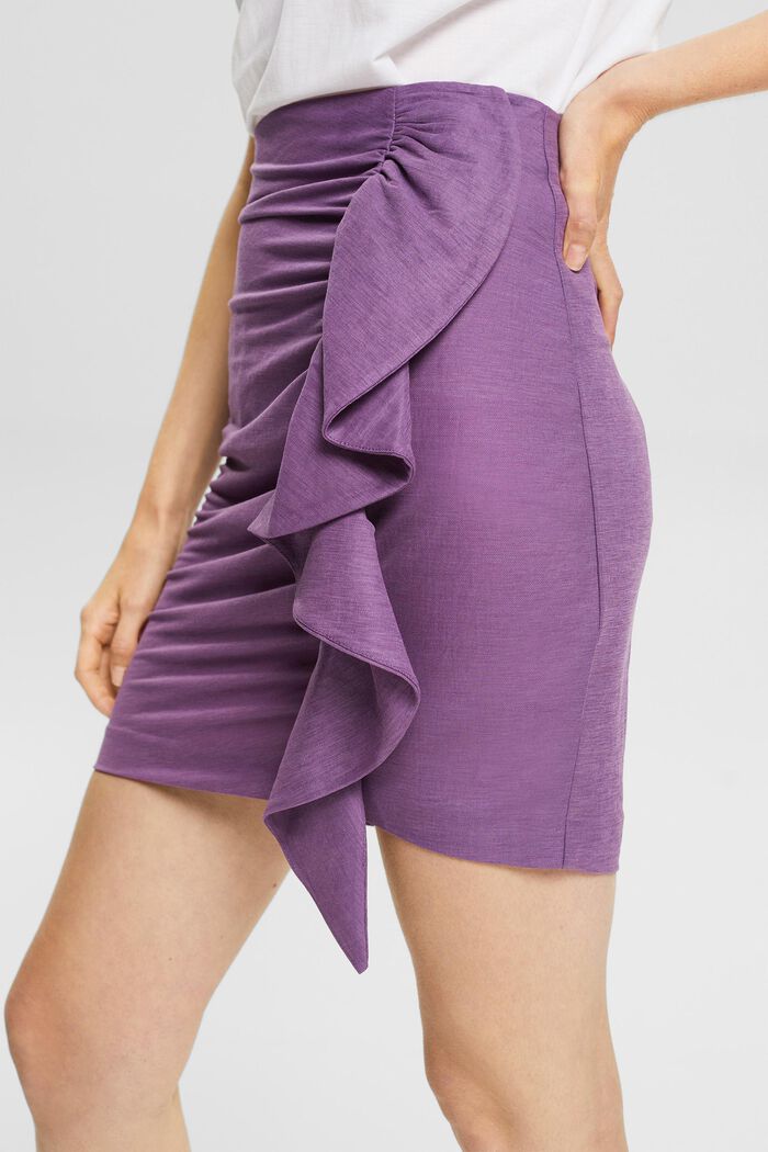 Mini skirt with gathering, LENZING™ ECOVERO™, PURPLE, detail image number 3
