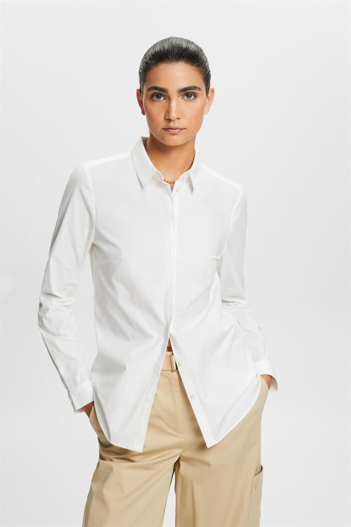 Long-Sleeve Poplin Shirt, WHITE, detail image number 2