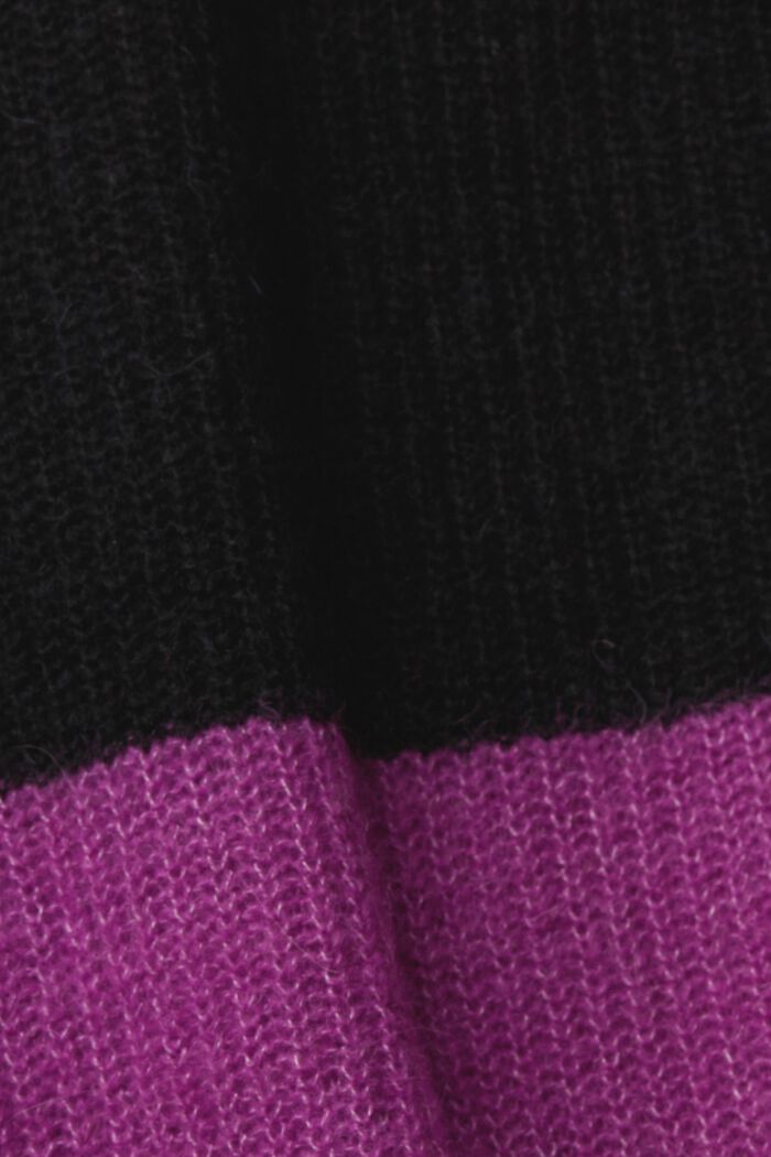 Striped V-neck jumper with wool and alpaca, BORDEAUX RED, detail image number 5