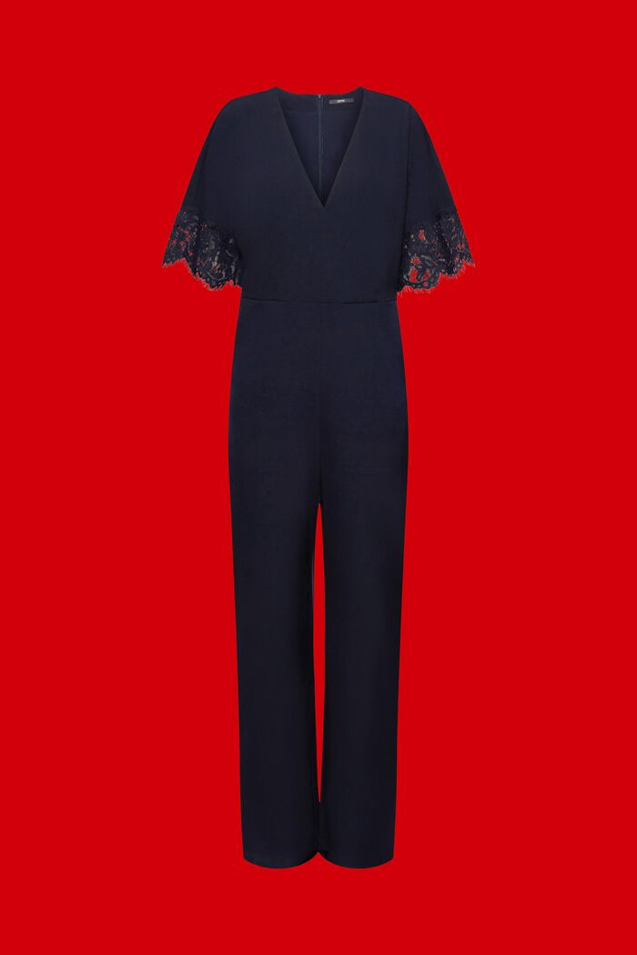 Wide leg jumpsuit with lace sleeves, NAVY, detail image number 5