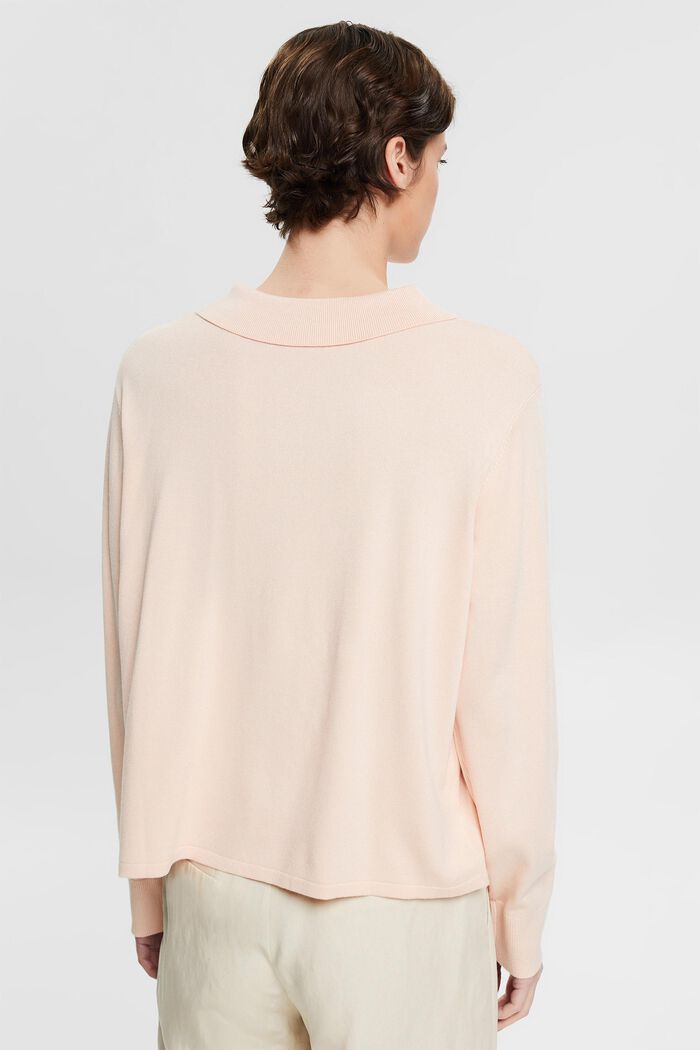 Jumper with a turn-down collar and button placket, NUDE, detail image number 3