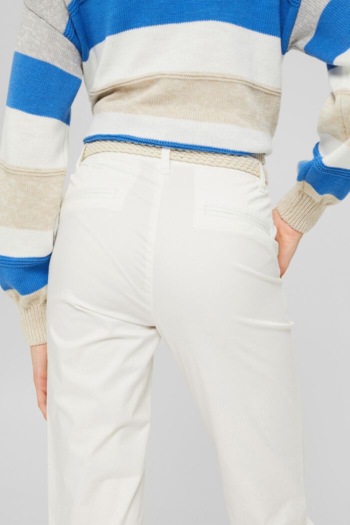 Chinos with a braided belt, WHITE, detail image number 2