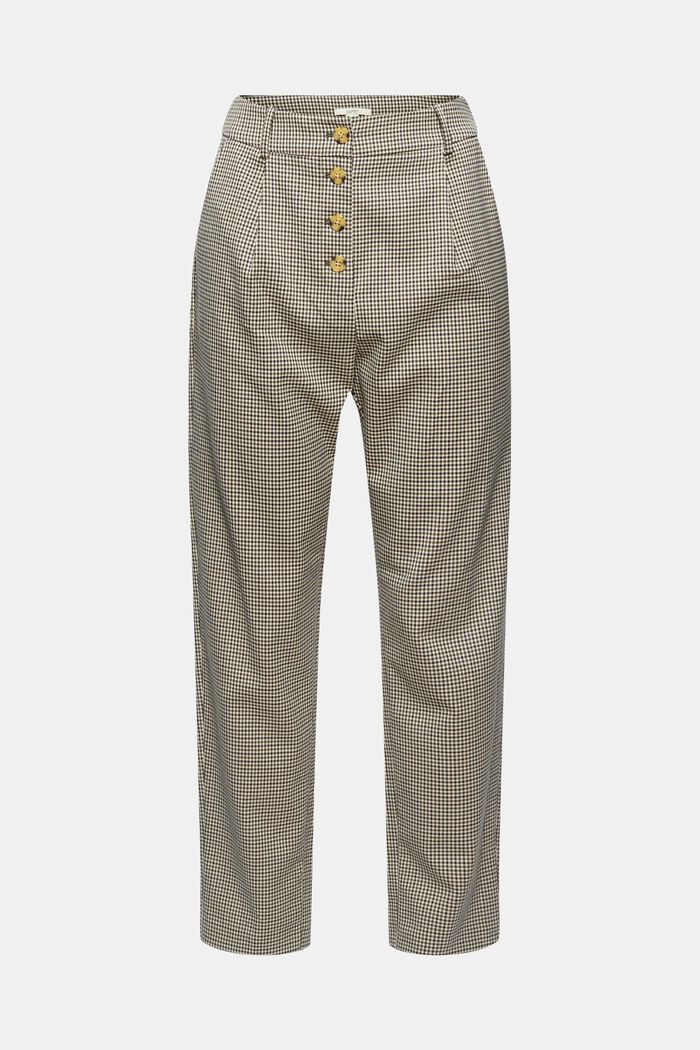 Trousers with a houndstooth check and button placket, DARK KHAKI, detail image number 6
