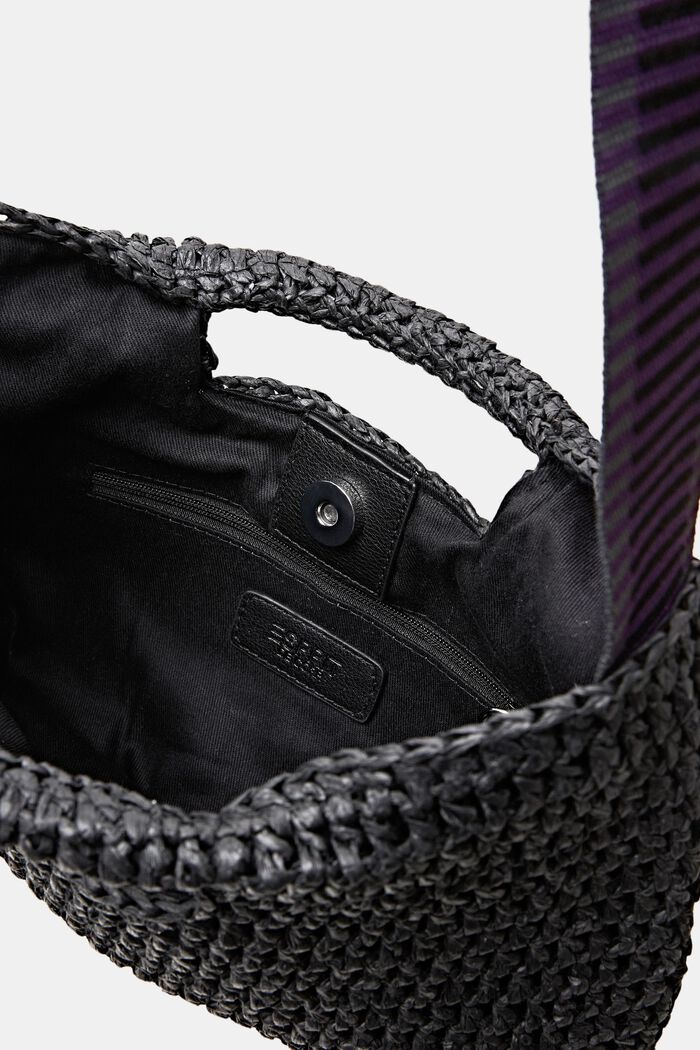 Raffia shoulder bag, BLACK, detail image number 1