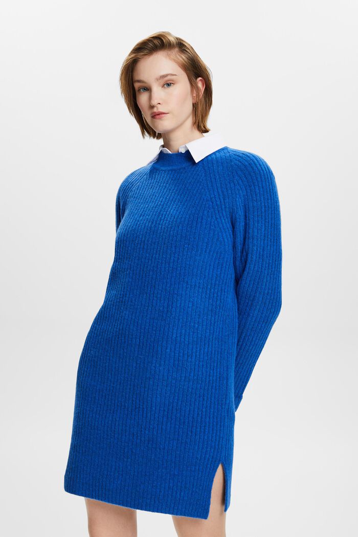 Rib-Knit Mini Dress, BRIGHT BLUE, detail image number 0