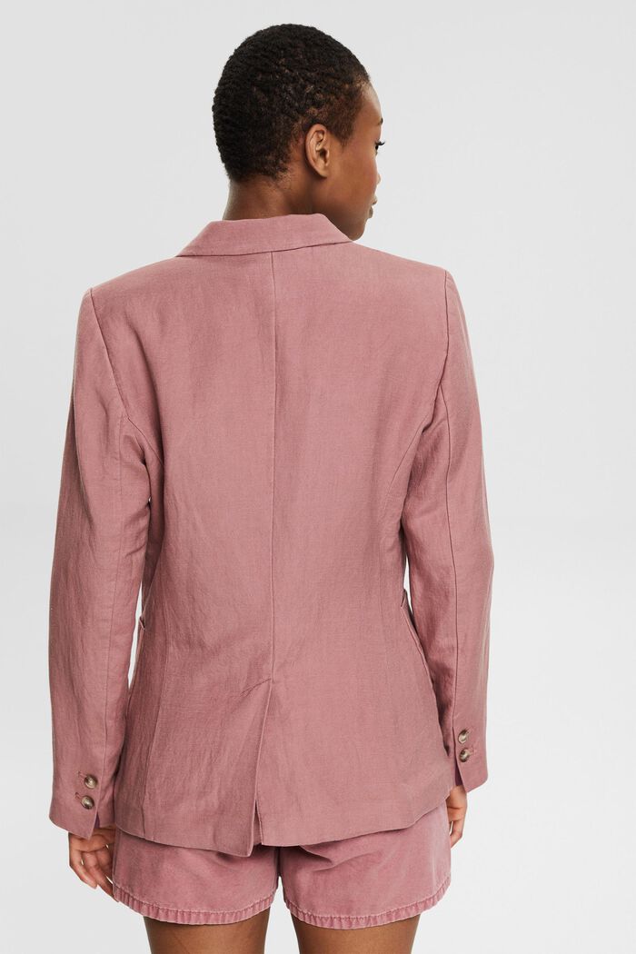 Made of blended linen: one-button blazer, MAUVE, detail image number 3