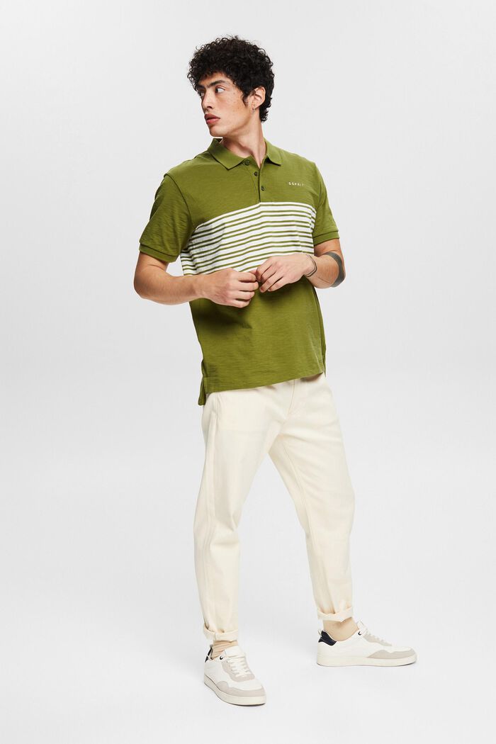 Polo shirt with a striped pattern, LEAF GREEN, detail image number 6
