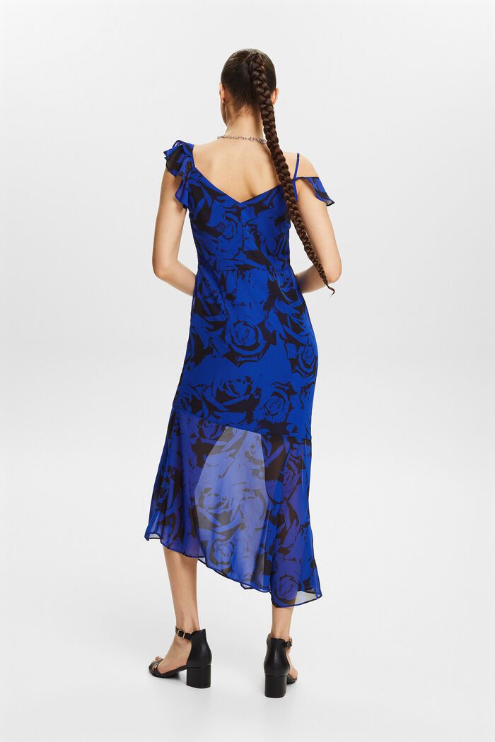 Off-The-Shoulder Printed Chiffon Midi Dress, BRIGHT BLUE, detail image number 2