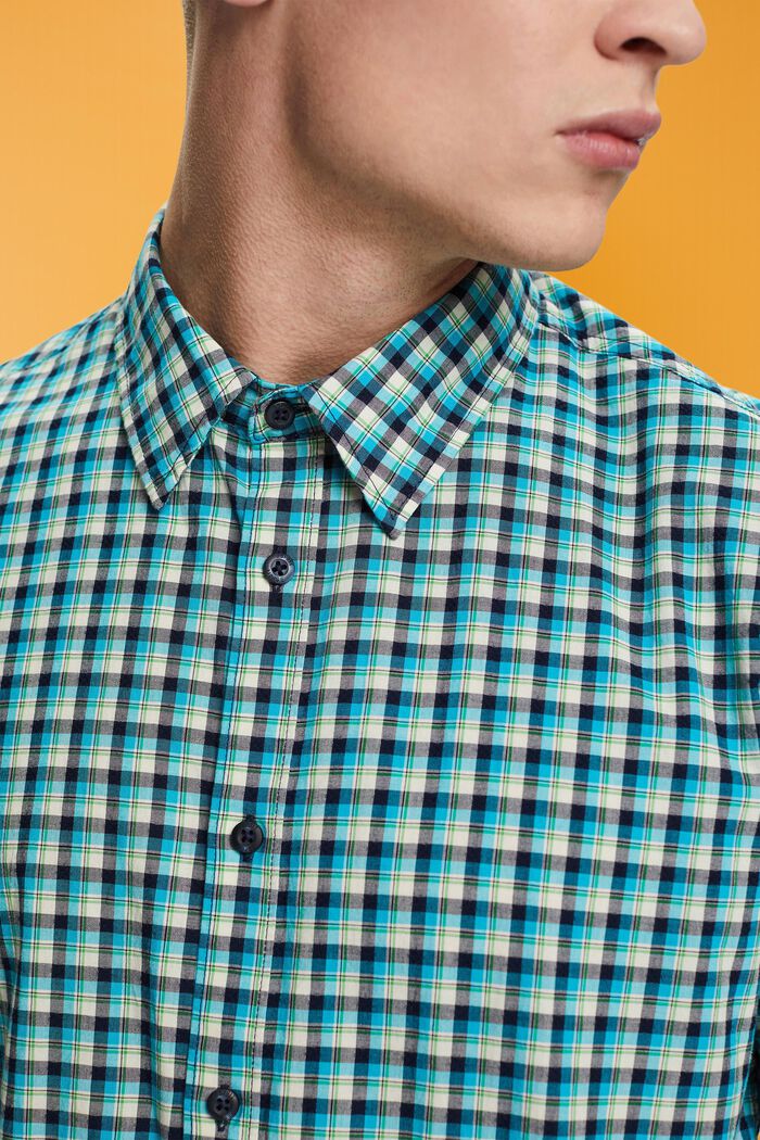 Sustainable cotton chequered shirt, AQUA GREEN, detail image number 2