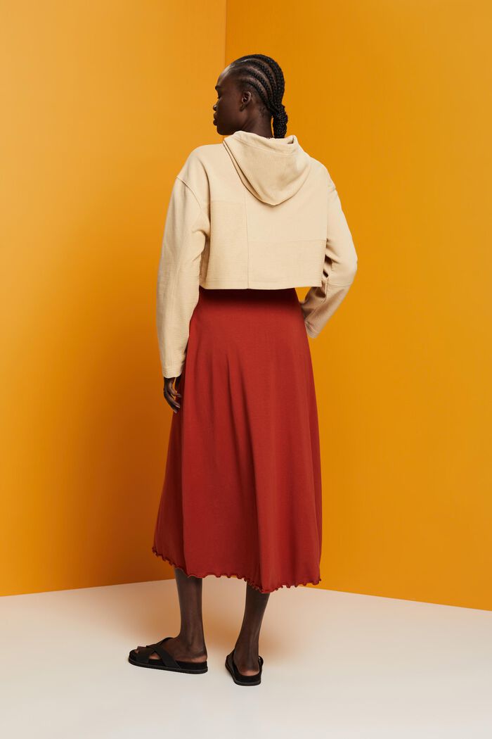 Jersey midi skirt, sustainable cotton, TERRACOTTA, detail image number 3